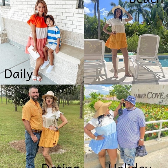 Colorblock Ruffle Sleeve Dress - Picture 2 of 4